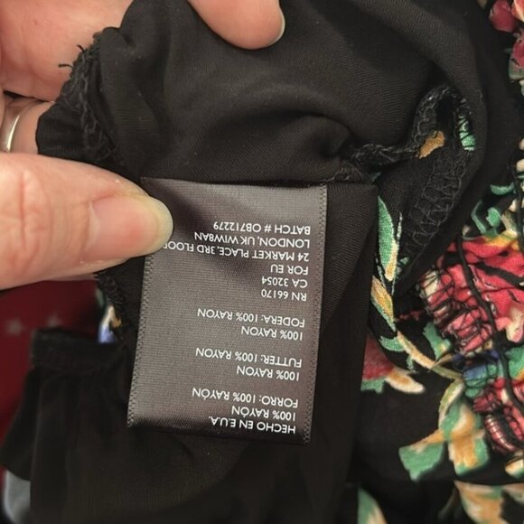 NWT FREE PEOPLE black floral off shoulder top - Picture 9 of 10